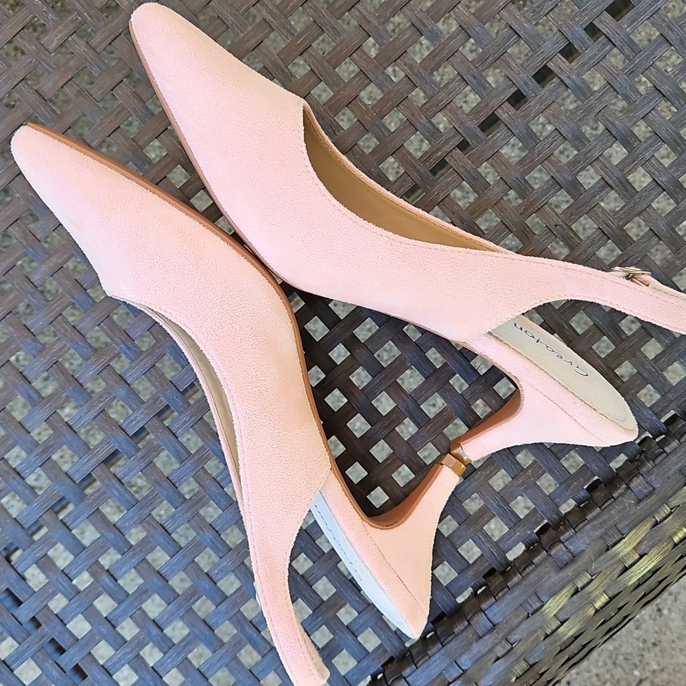 Pink Suede Slingback Heels Pumps Coquette Girly Feminine NWOT Size 9 - Picture 8 of 13